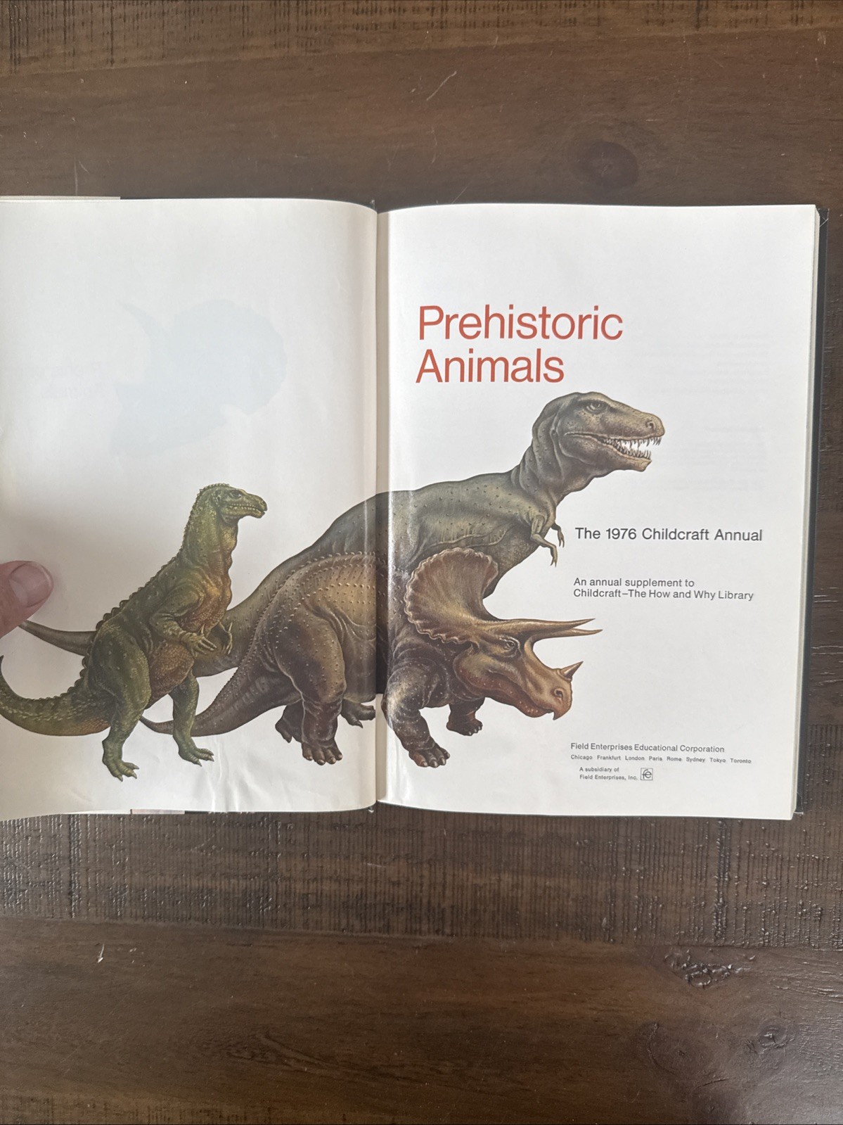 1976 Prehistoric Animals Childcraft Annual Book Hardcover Child Educational