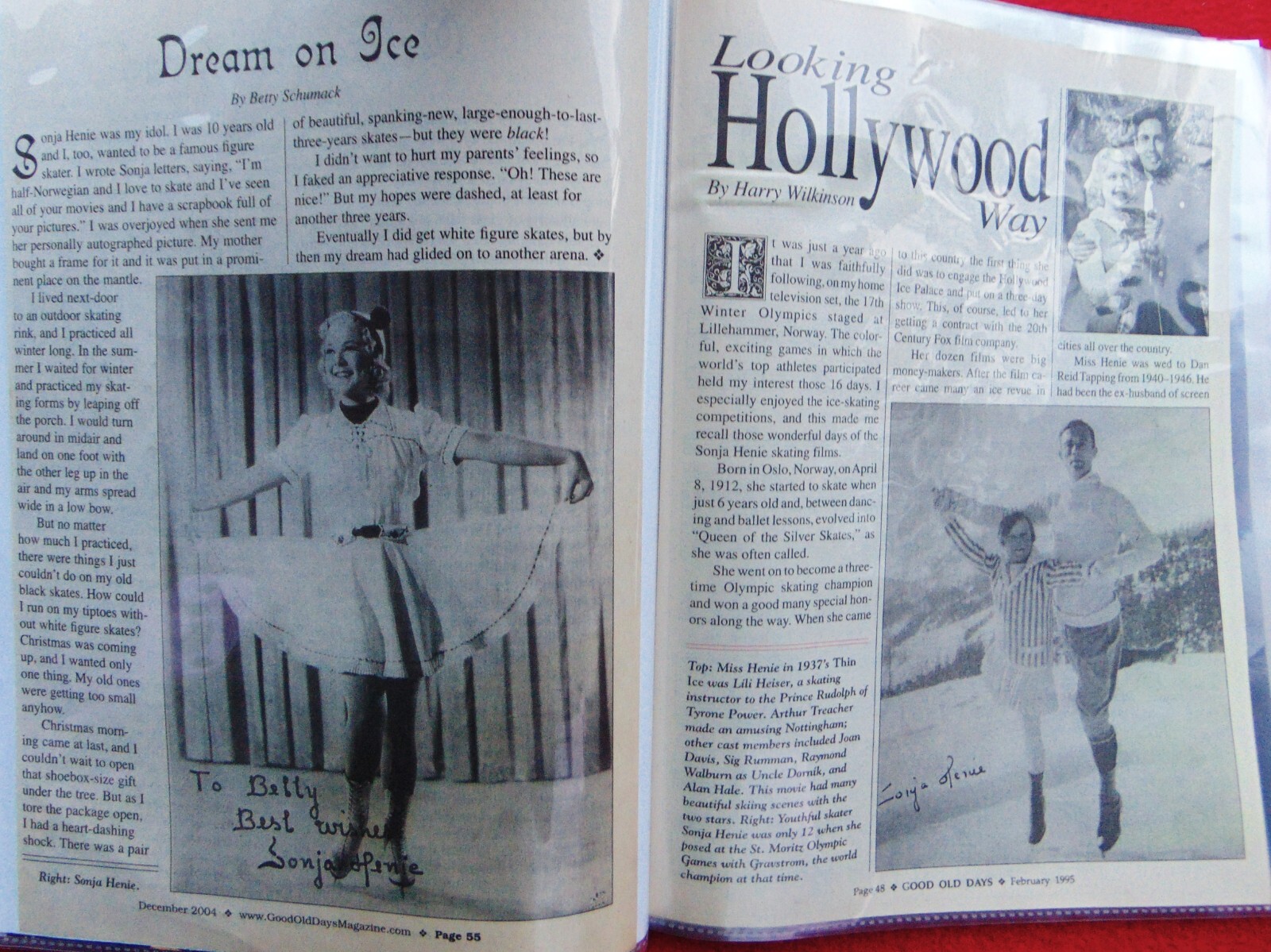 SONA HENIE ~ 2 BOOKS ~ 12 RARE STUDIO 8 x 10 PHOTOS ~ 78 TOTAL PAGES MEMORABILIA