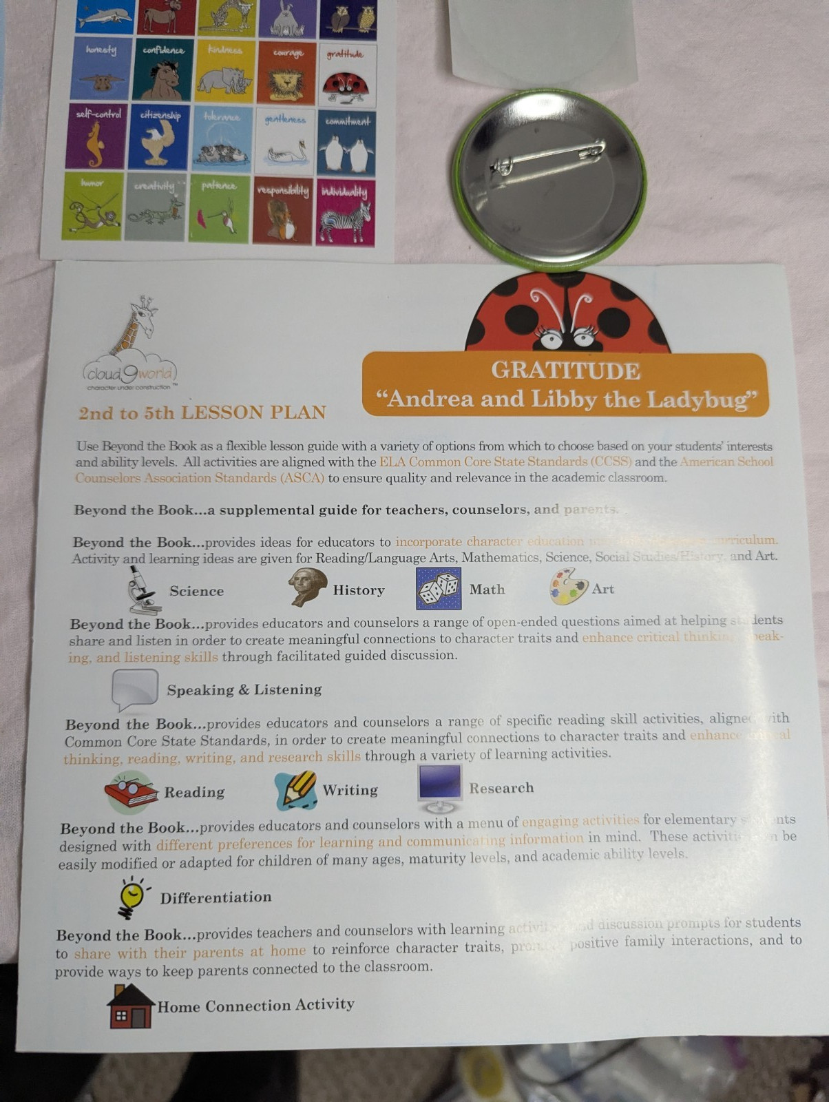 Home School Teachers Cloud 9 world character book GRATITUDE 2nd-5th poster kit