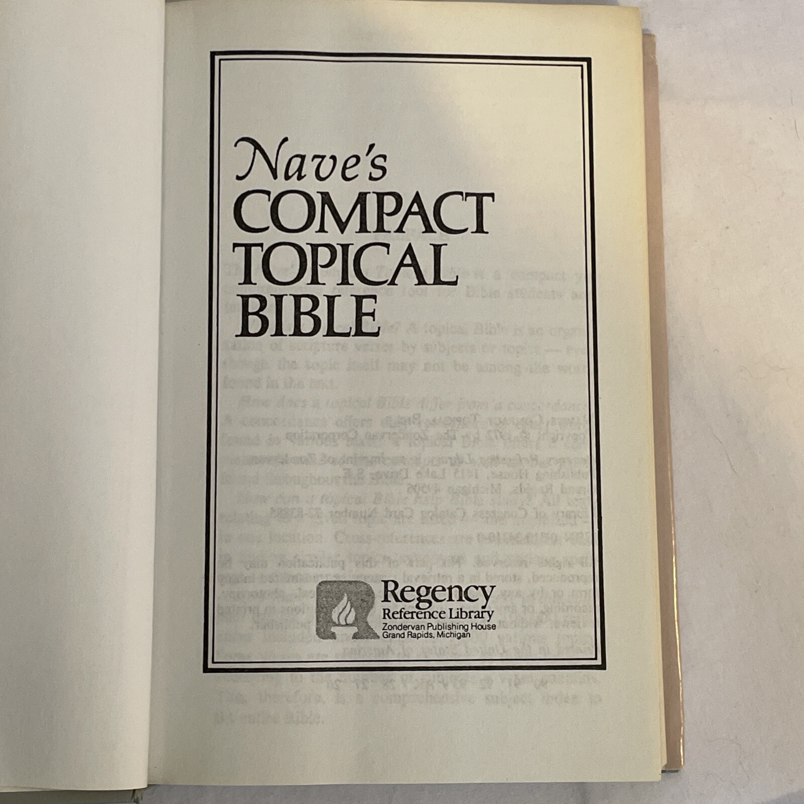 Nave&rsquo;s Compact Topical Bible 1972 Regency Reference Library Zondervan HB Dust Ja