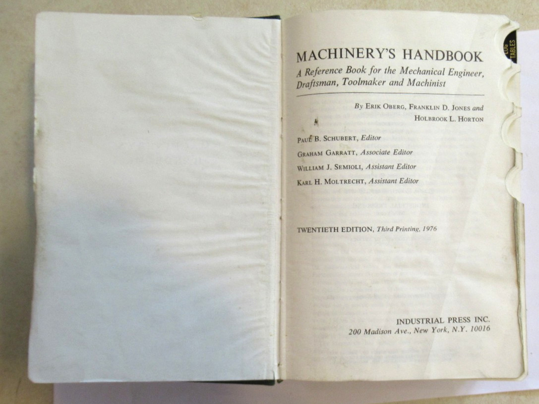 Machinery&rsquo;s Handbook 20th Edition Third Printing 1976