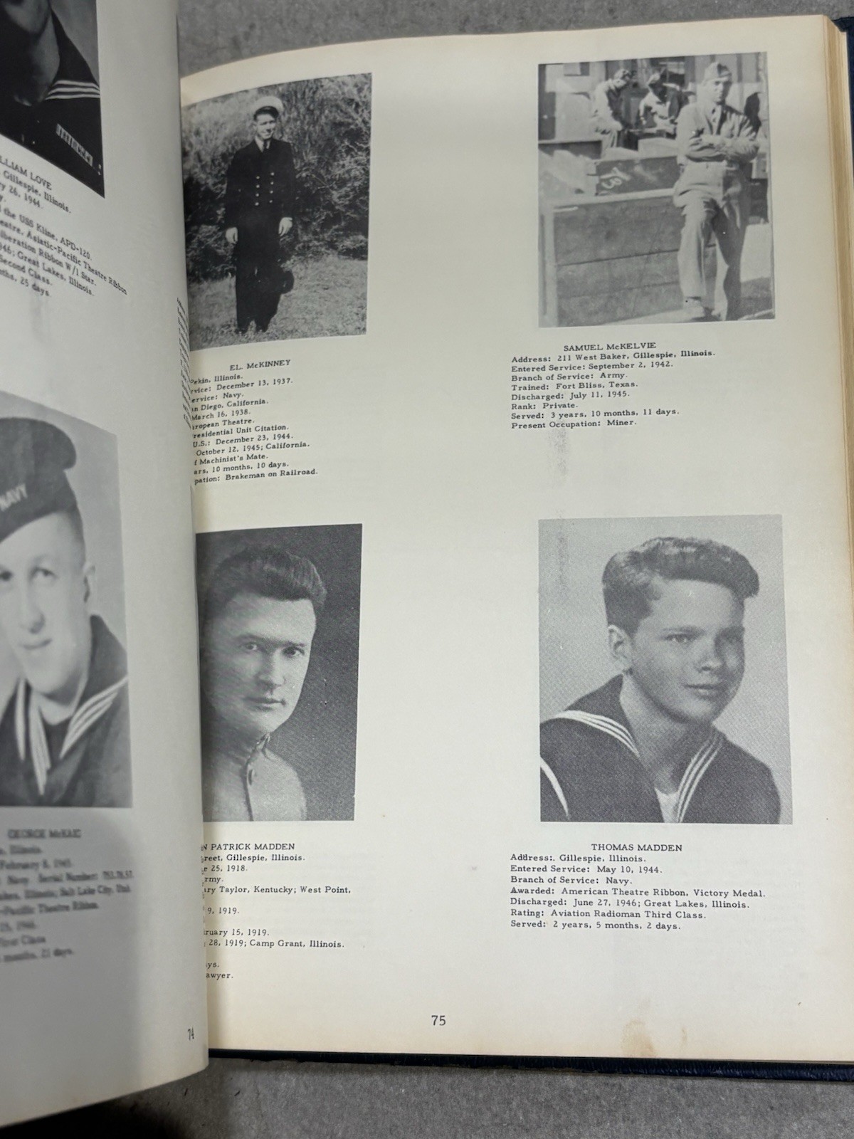 Service Record World War I & II Gillespie Illinois