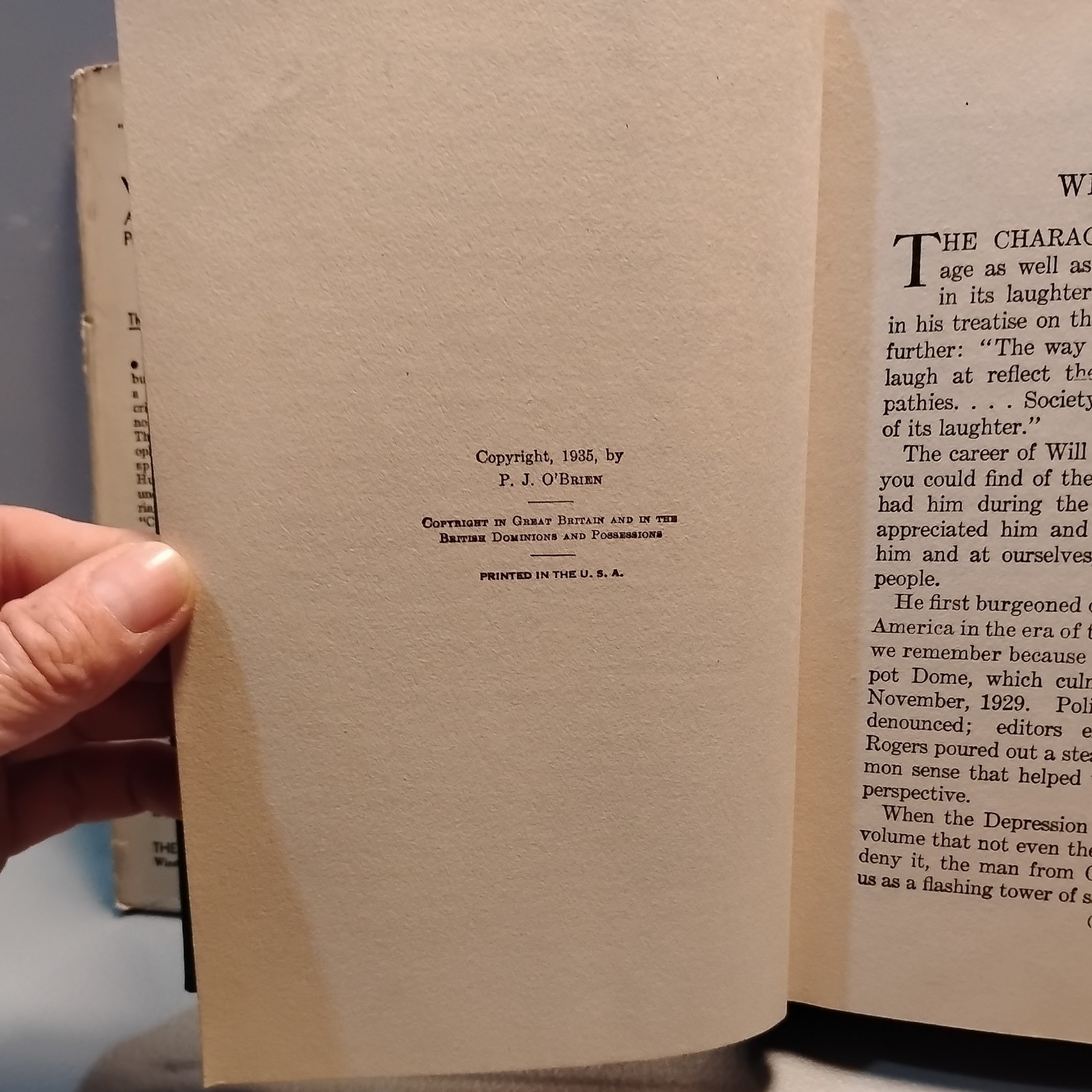 WILL ROGERS: « Ambassador of Good Will ..  » HC 1935 by P.J. O&rsquo;BRIEN – scarce DJ