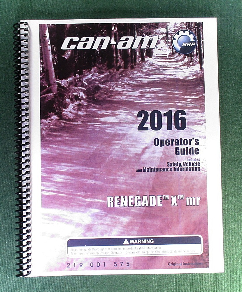 2016 Can-Am Renegade 1000 X MR Owner&rsquo;s Manual: 172 pages & protective Covers!