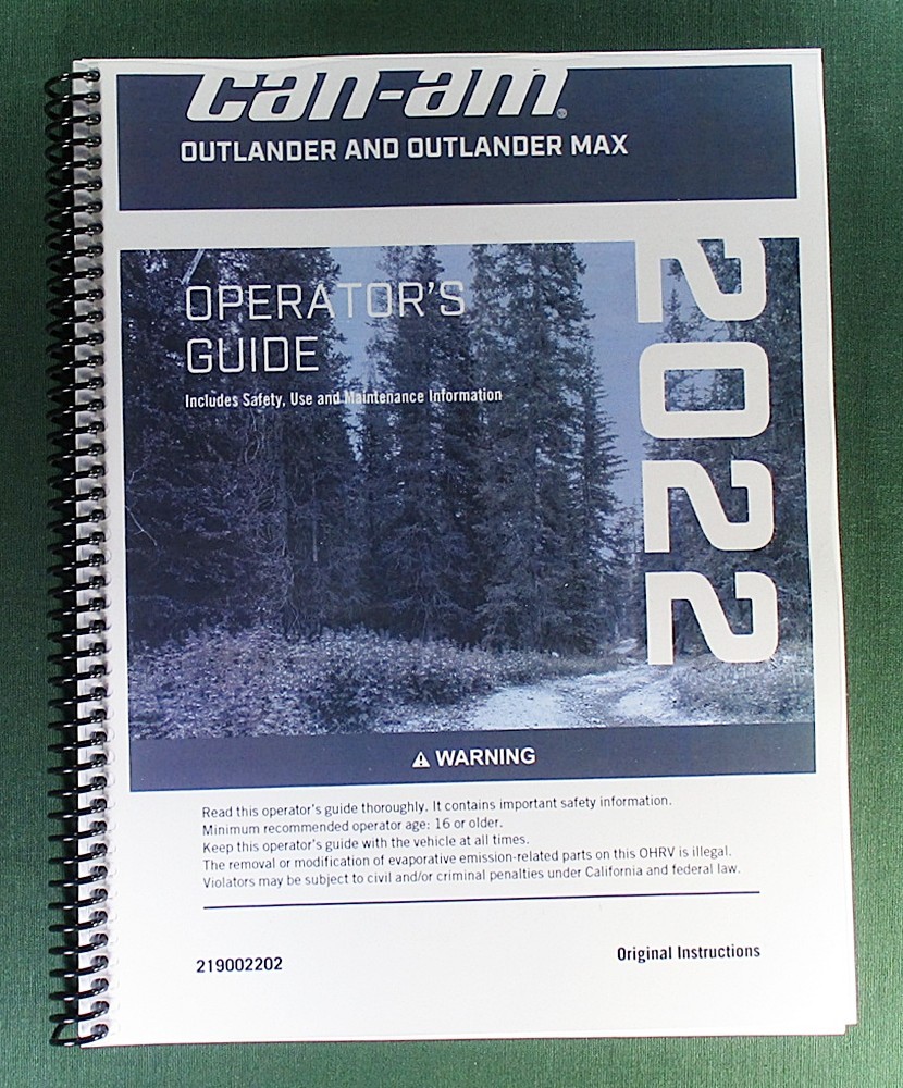 2022 Can-Am Outlander MAX 570 DPS Owner&rsquo;s Manual: 254 Pages & Protective Covers!