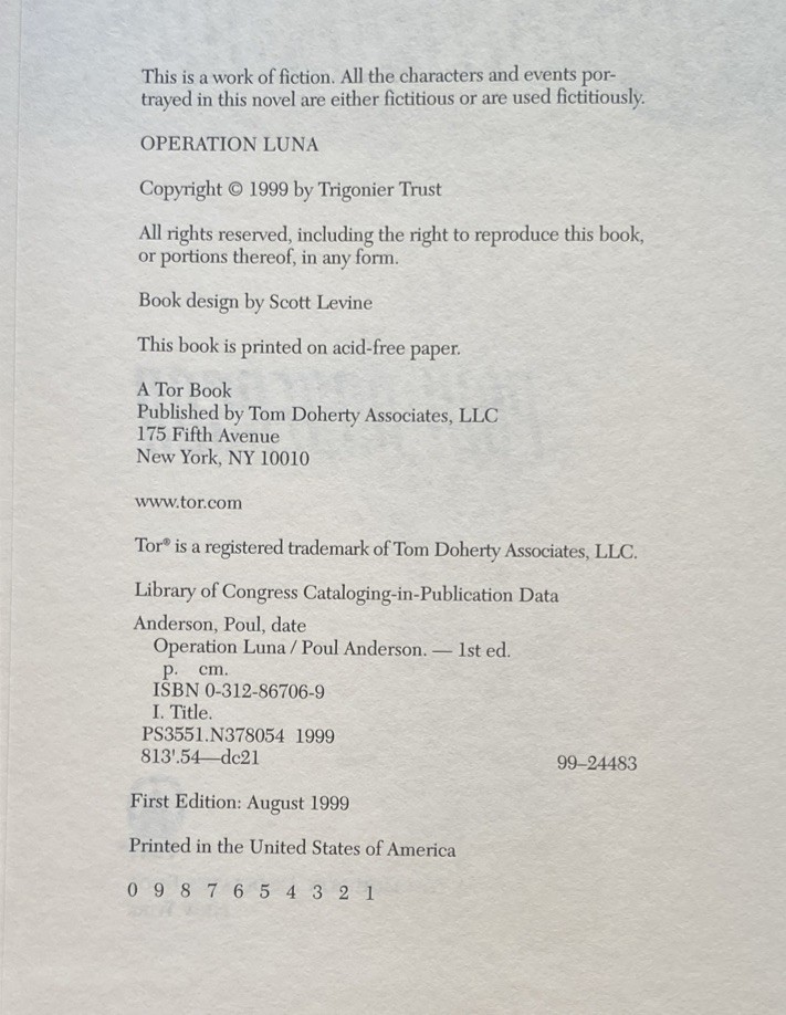 Operation Luna by Paul Anderson (1999, Hardcover Book)