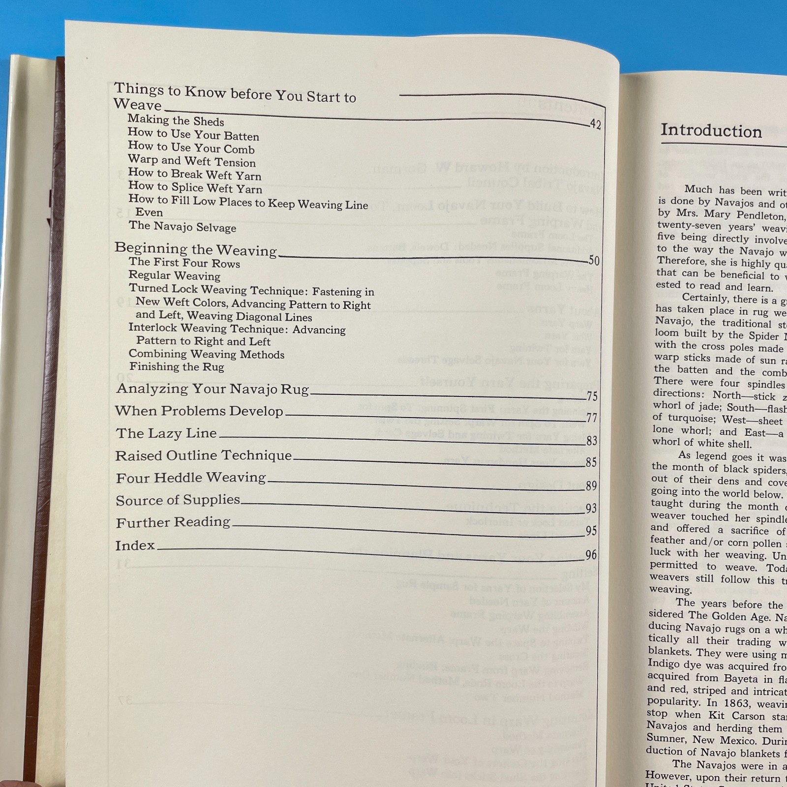 Navajo Hopi Weaving Techniques Mary Pendleton Macmillan 1974 hardcover
