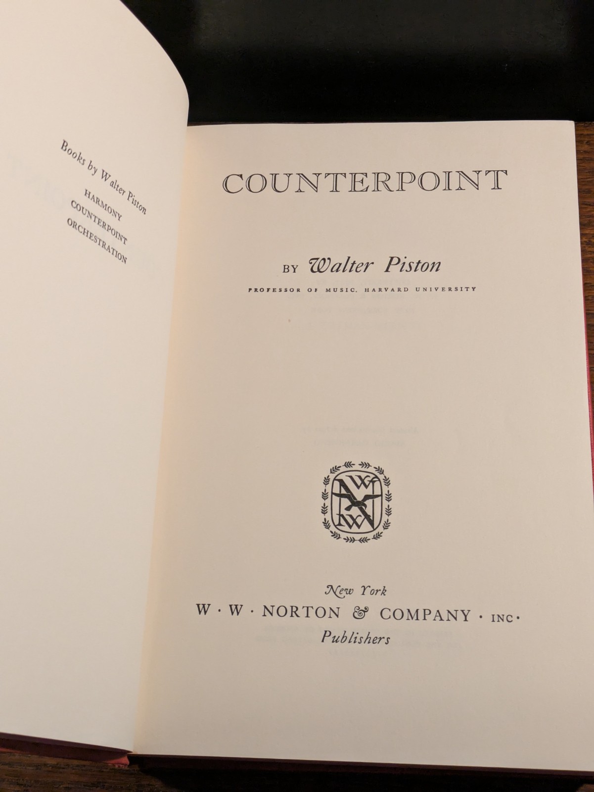 Counterpoint by Walter Piston 1947 1st Edition Music Theory Hardcover