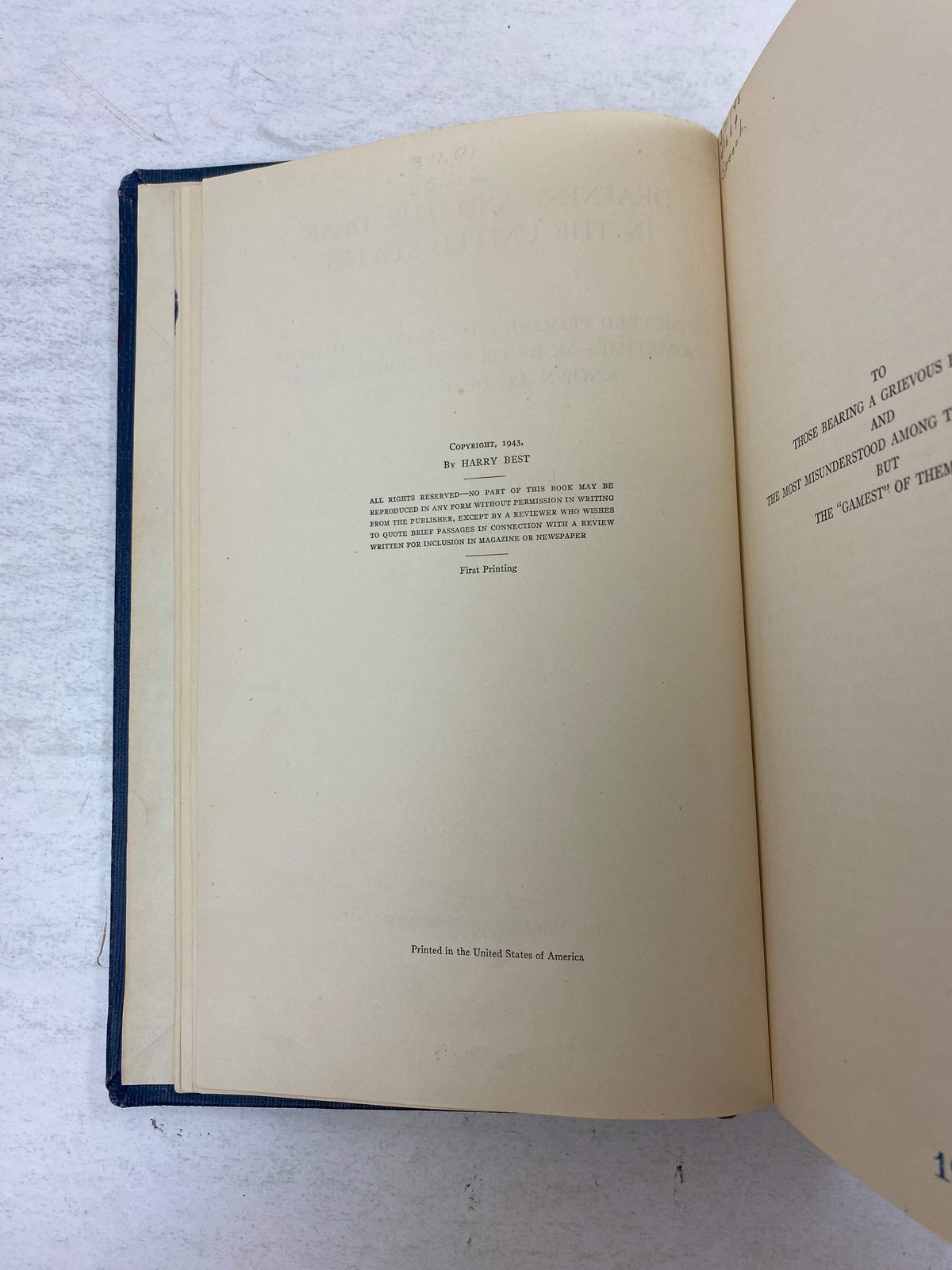 Deafness and the Deaf in the United States by Harry Best Ex-library 1943 HC