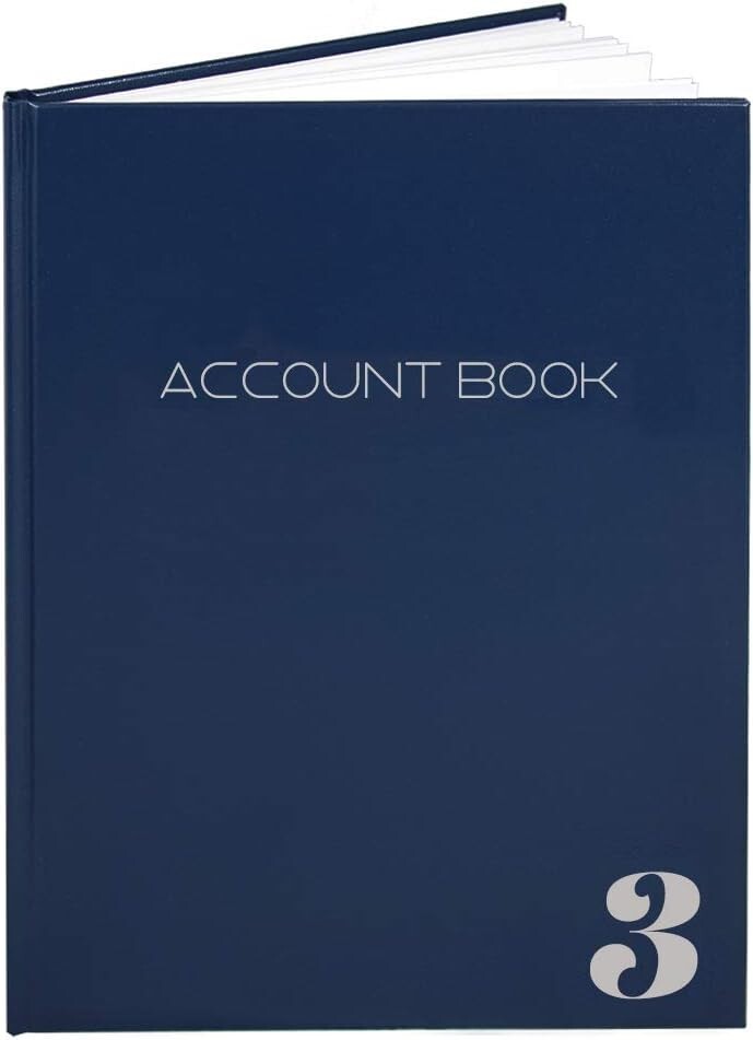 Elegant 3-Column Accounting Ledger – 100 Pages, Modern Design, Blue Hardbound