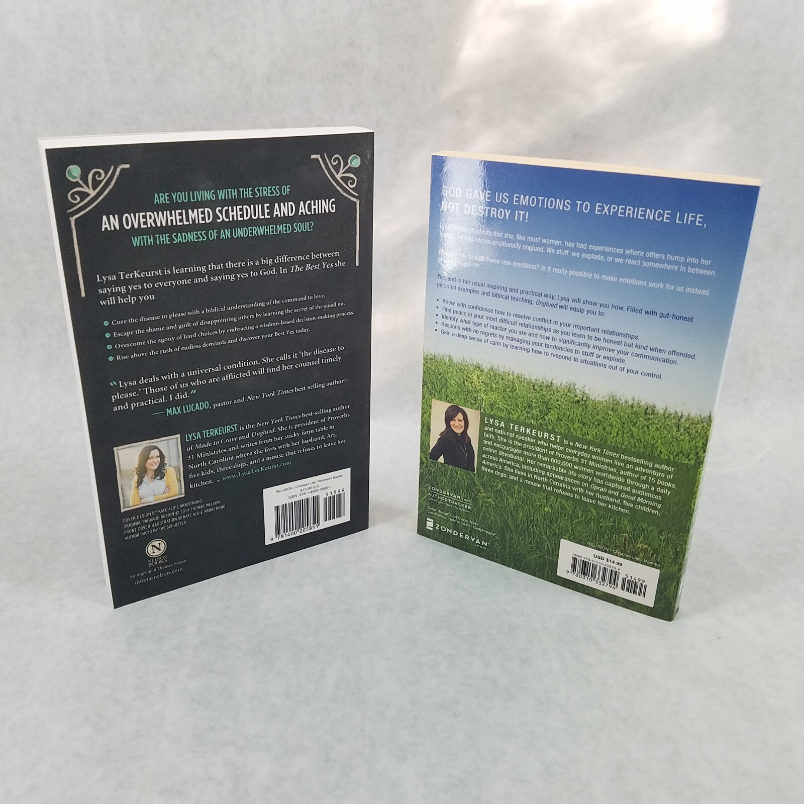 Lysa TerKeurst Lot of 2 Softcovers – Unglued & The Best Yes – LIKE NEW!