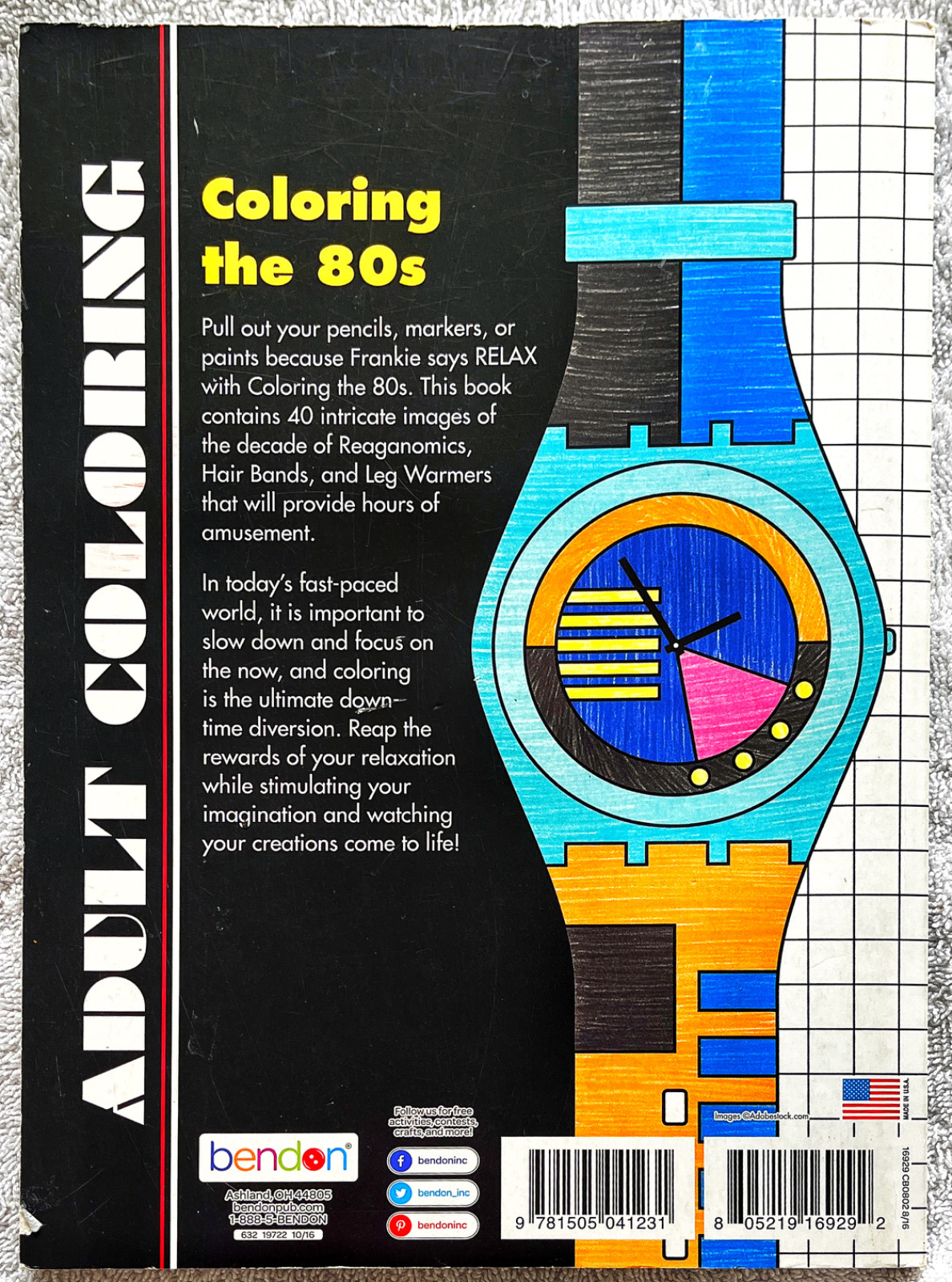 📻 Bendon 16929 Coloring the 80&rsquo;s Advanced Adult Book VG 38 Pix HipHop FreeShip