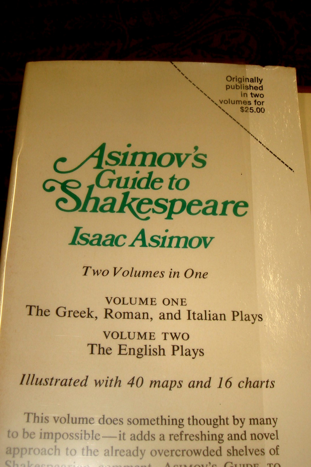 Asimov&rsquo;s Guide to Shakespeare by Isaac Asimov 1978 HC/DJ Avenel 1978 -1536 pages