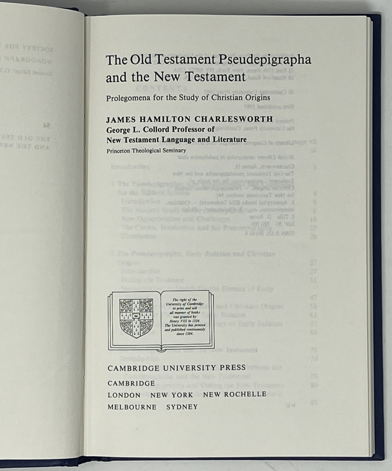 The Old Testament Pseudepigrapha & the New Testament, J. Charlesworth – 1985 HC