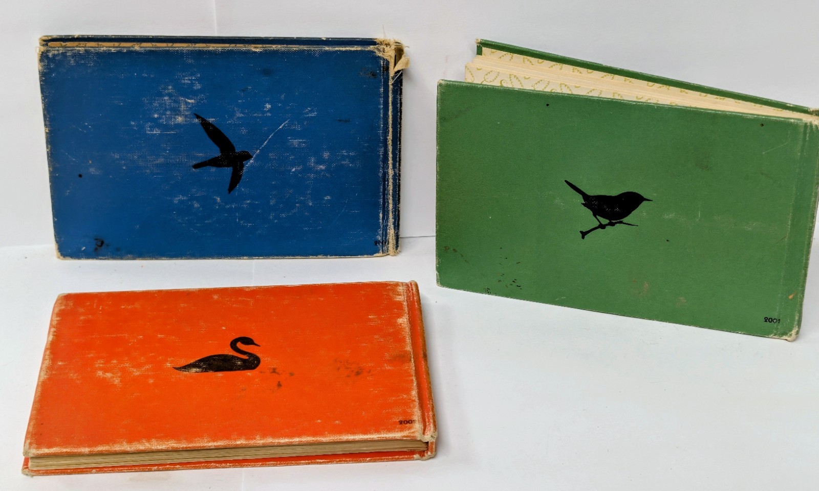 Vintage 1940s Birds of America Blue Green Red Book Set MCM Illustrated HB Set 3