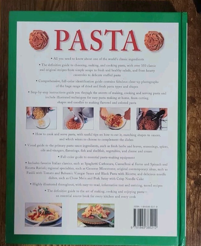 « PASTA » Cookbook 512 Pages Of Illustrations & Recipes