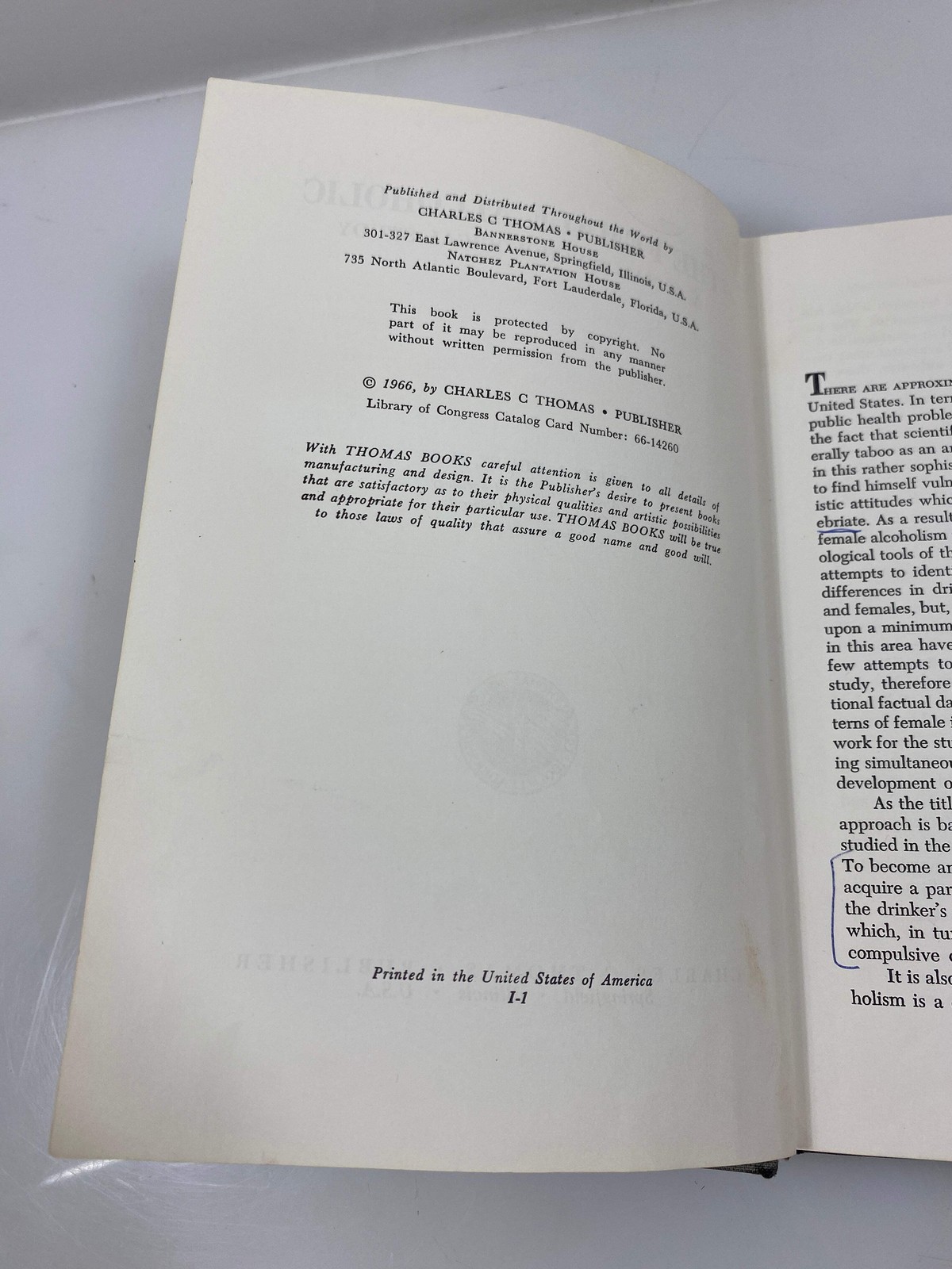The Female Alcoholic by Kinsey Ex-library 1966 HC
